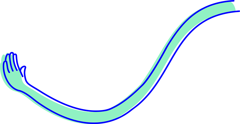 Ein langer Arm mit Daumen Hoch Hand